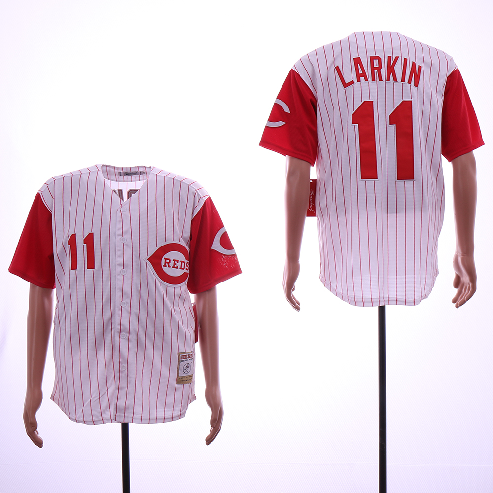 Men MLB Cincinnati Reds #11 Larkin white  jerseys->cincinnati reds->MLB Jersey